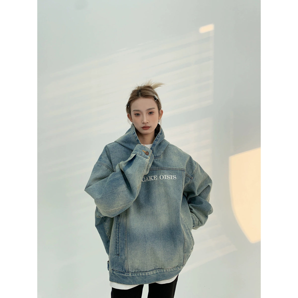 Oversize Pullover Denim Hoodie