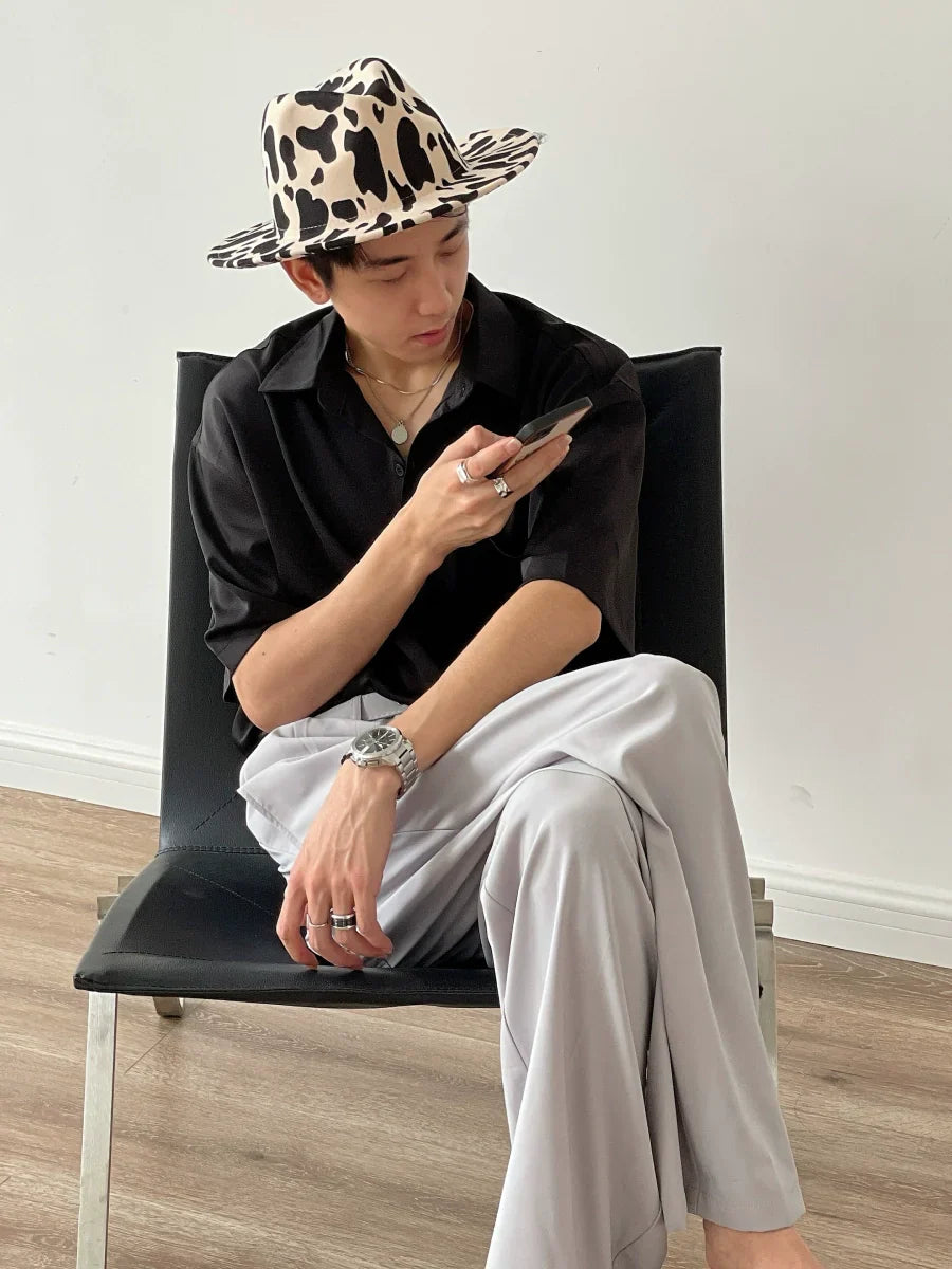 Oversize Satin Short Sleeve Shirt