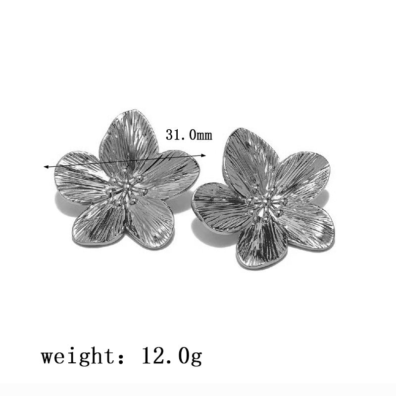 Vintage Gold Stainless Steel Flower Metal Ring