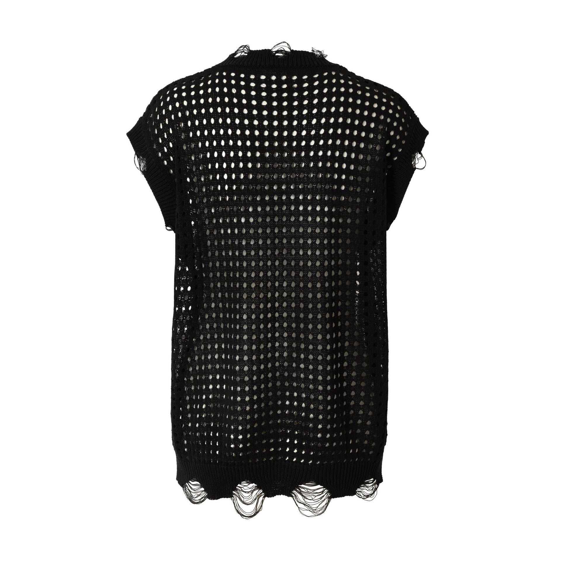 Mesh Damage Design Knit Vest