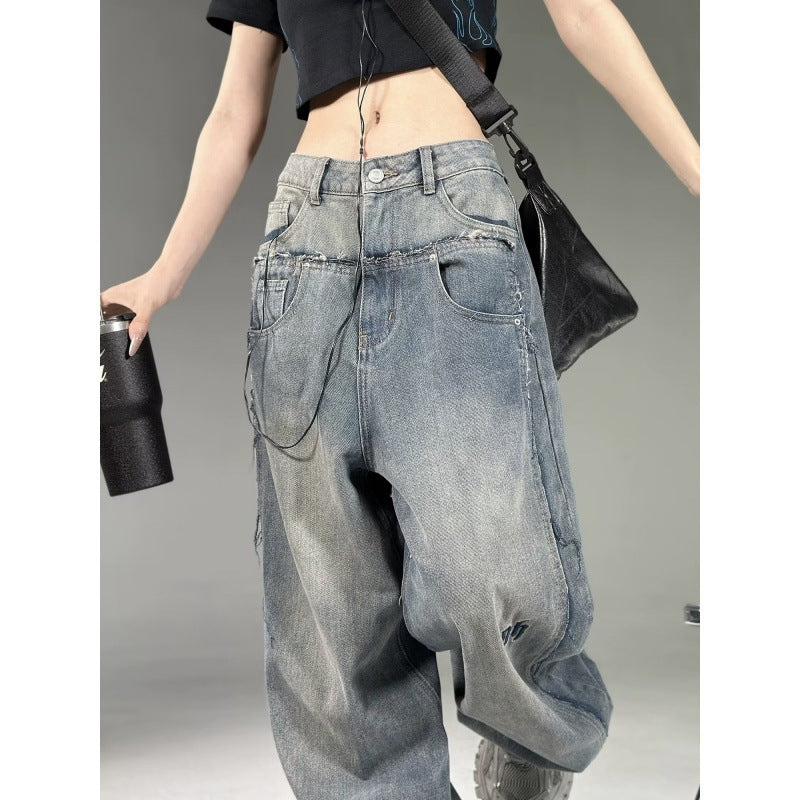 Pantalon rétro unisexe à jambe droite