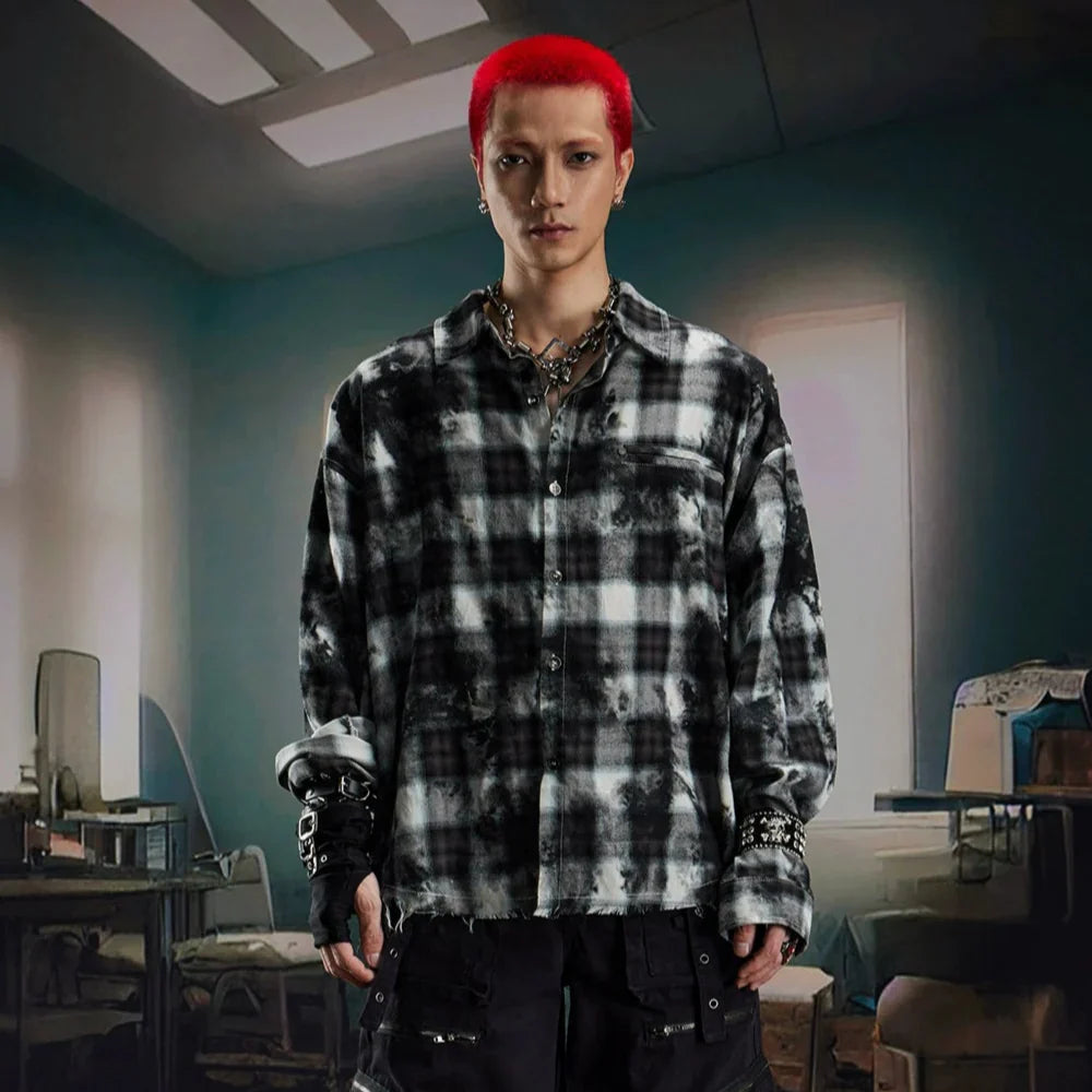 Oversize Plaid Long Sleeve Shirt