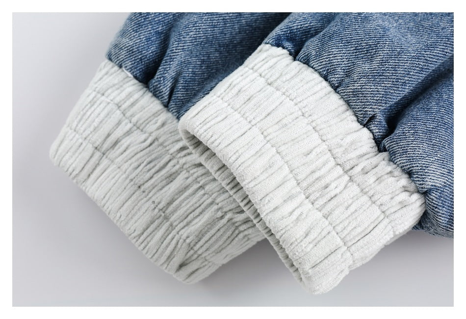 Veste en jean patchwork coupe ample