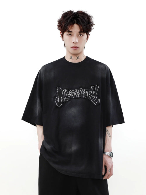 Logo Patch Oversize Short Sleeve T-Shirt - Black / M