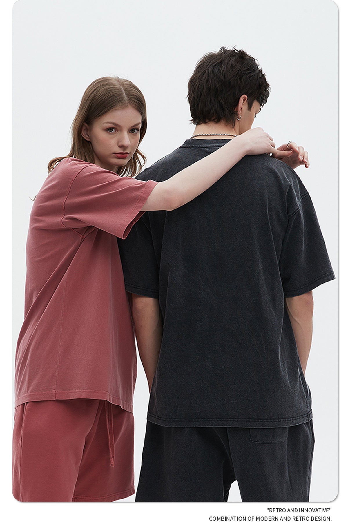 Oversize Washed Short-sleeve-T-shirt & Washed Short Sweatpants Setup