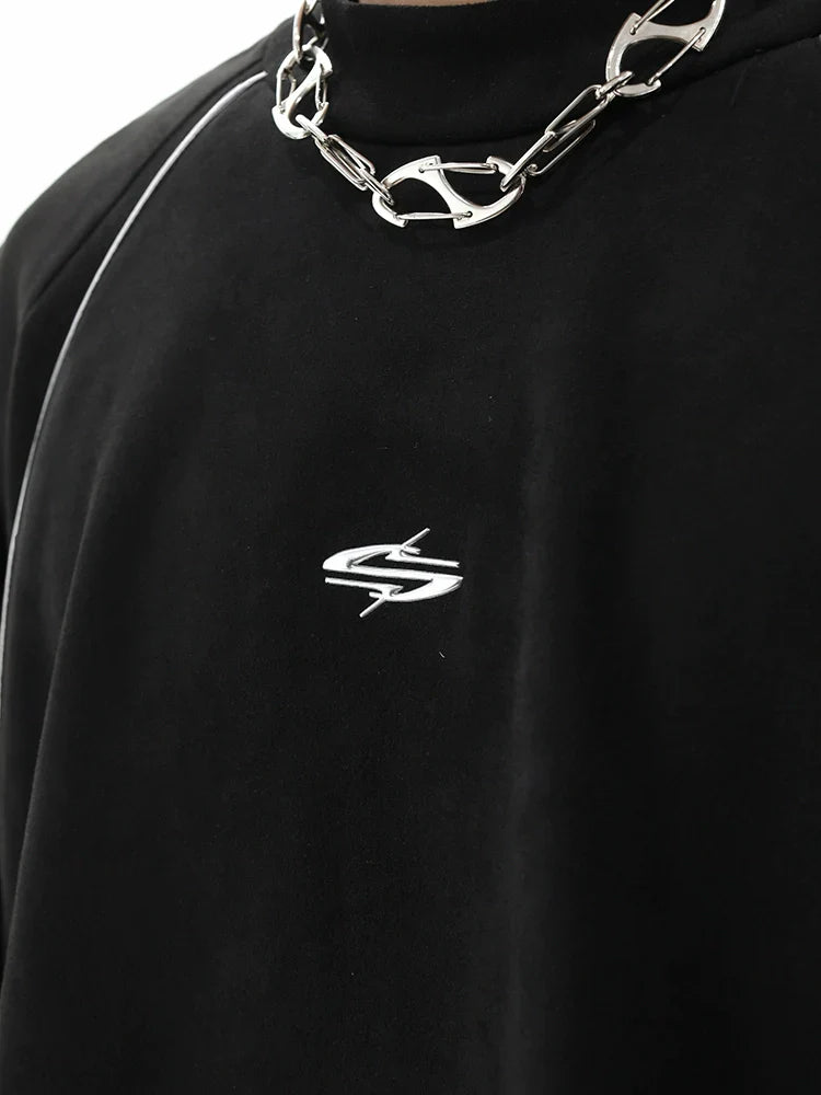 Reflective Suede Oversize Pullover Sweatshirt