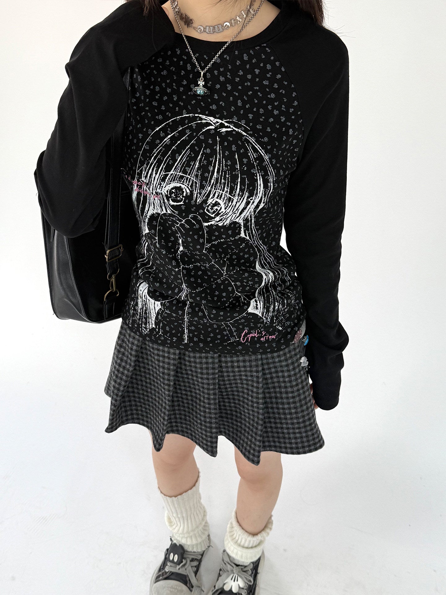 Graphic Speckled Print Long Sleeve T-Shirt