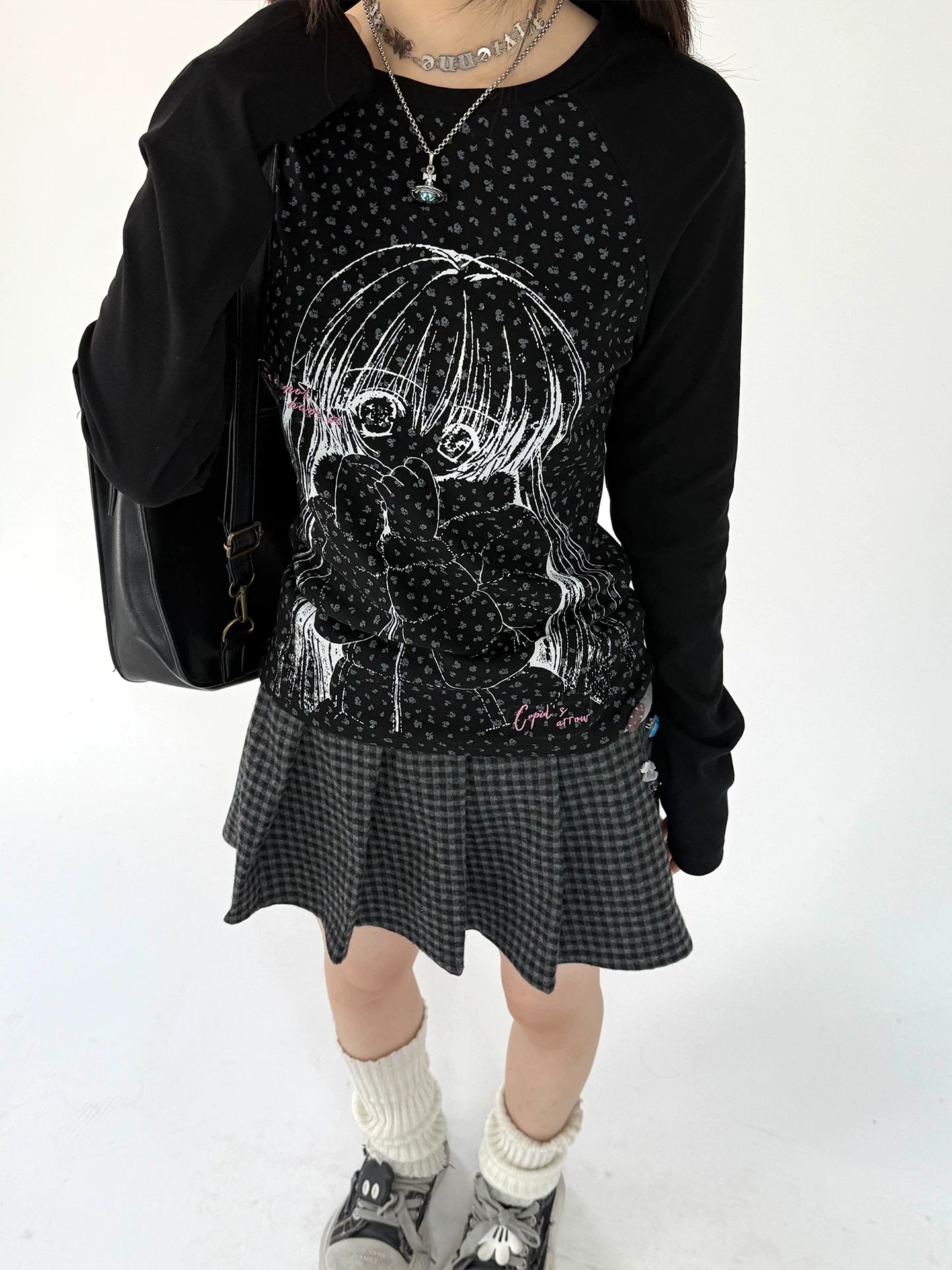 Graphic Speckled Print Long Sleeve T-Shirt
