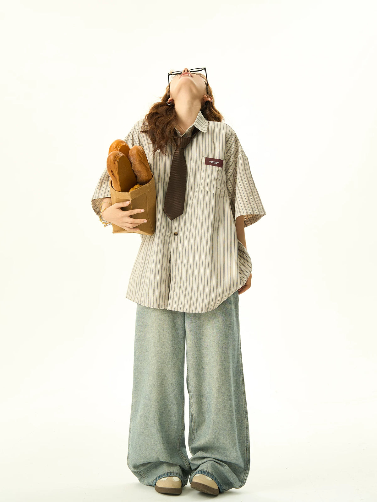Striped Oversize Short Sleeved Shirt