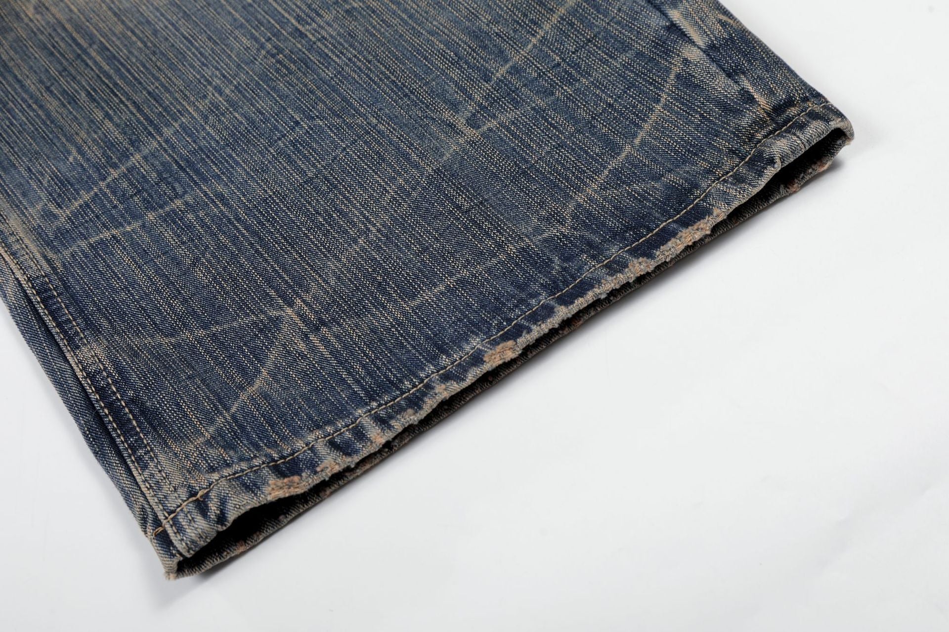 Washed Whisker Wide Leg Denim Jeans