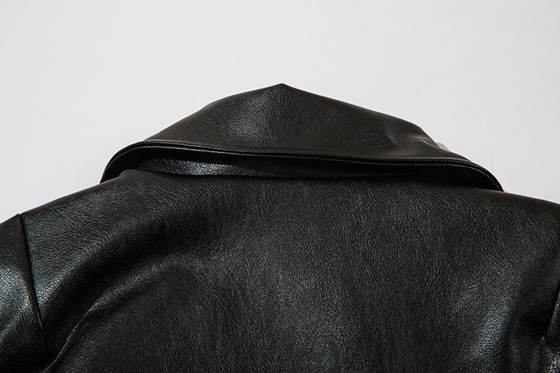 Cropped Loose Leather Jacket