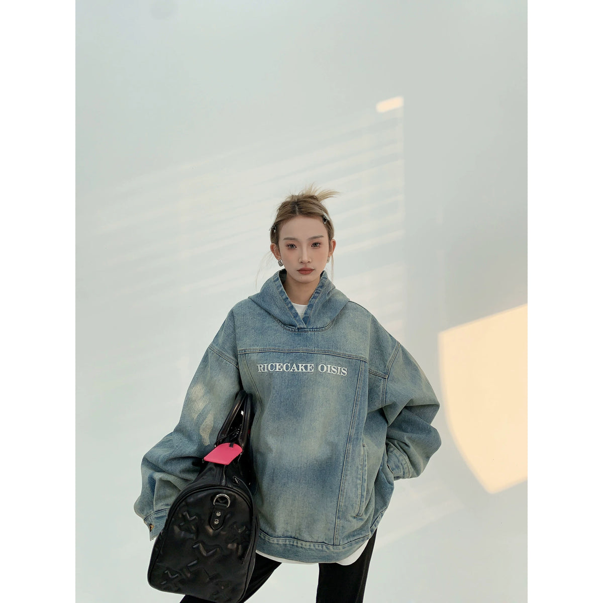 Sweat à capuche en jean oversize
