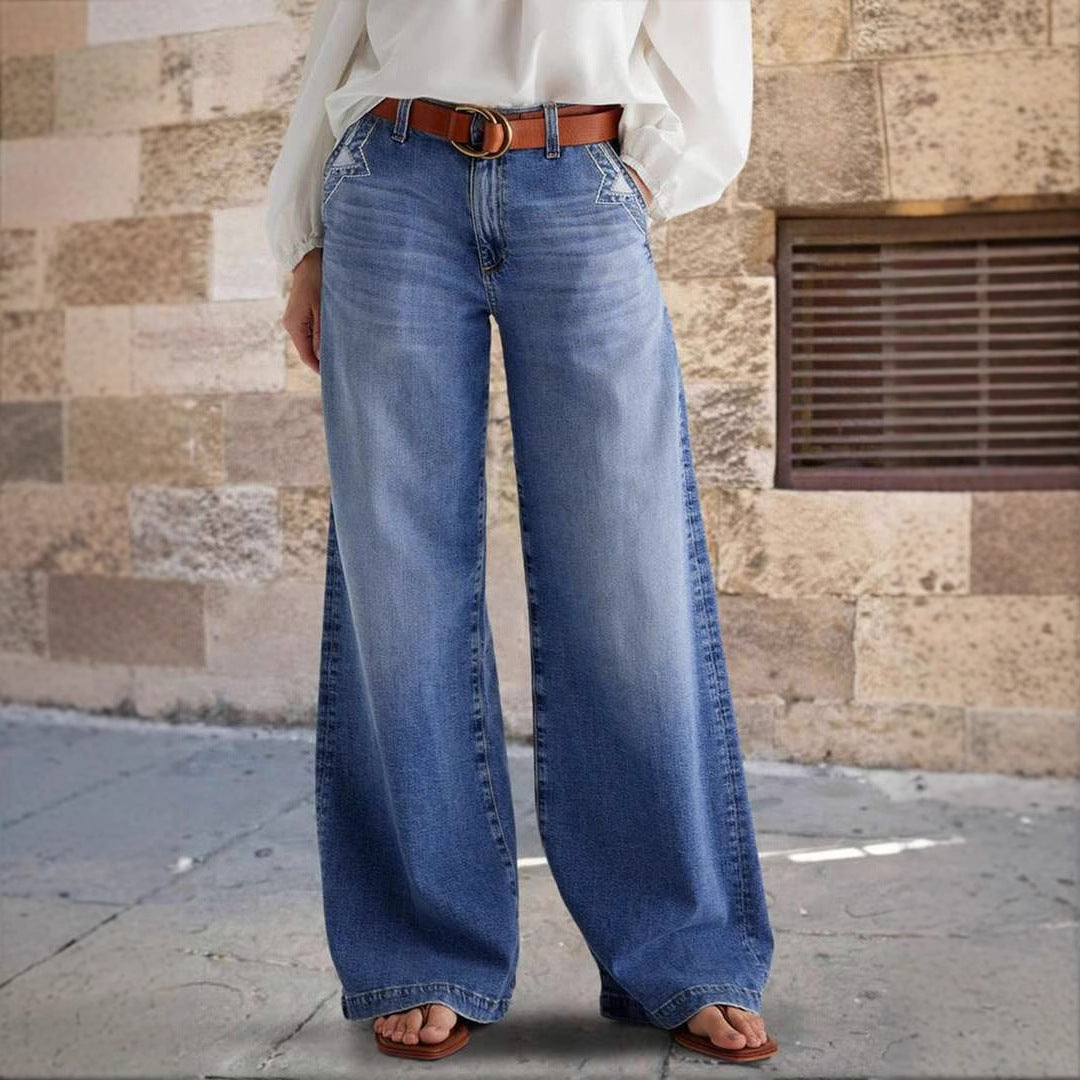 New Wide-Leg Jeans Women's Stretch Casual Pants