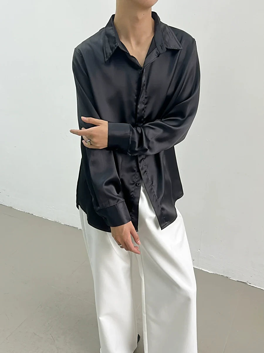 Satin-Touch Long Sleeve Shirt