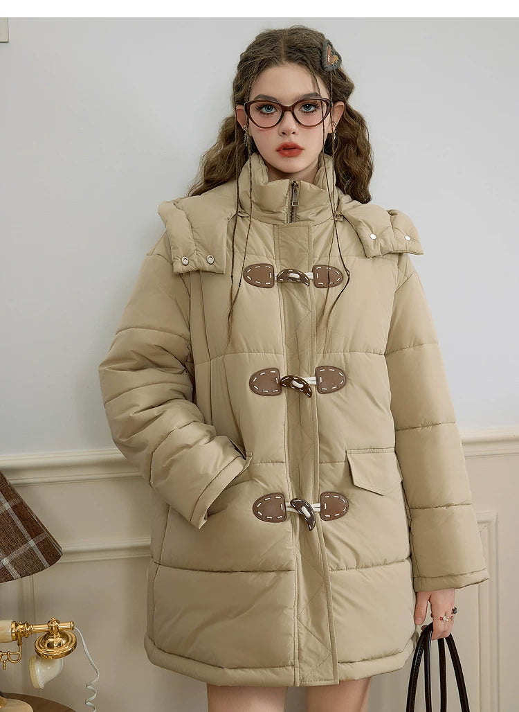 Hooded Stand Neck Long Puffer Jacket