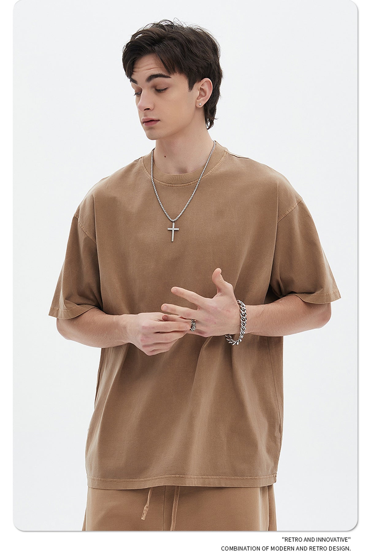 Oversize Washed Short-sleeve-T-shirt & Washed Short Sweatpants Setup