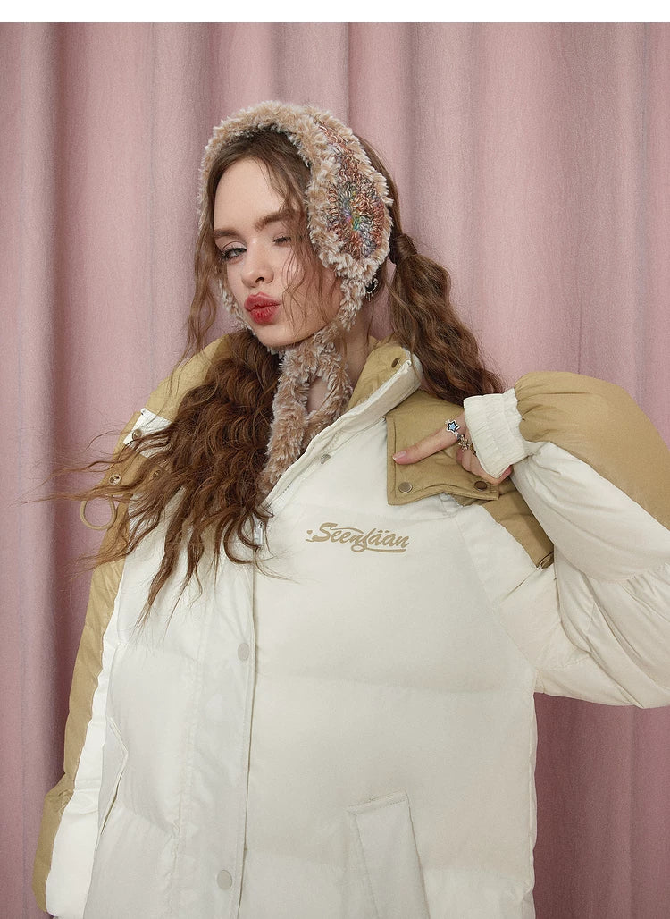 Stand Neck Long White Duck Down Coat