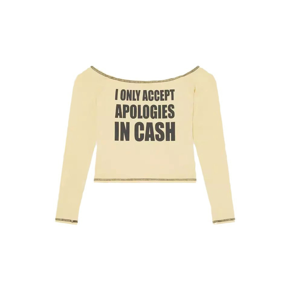 IN CASH Printed Boat Neck long sleeve T-shirt