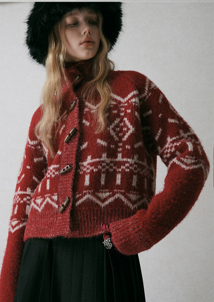 Fair Isle Jacquard Knit Cardigan