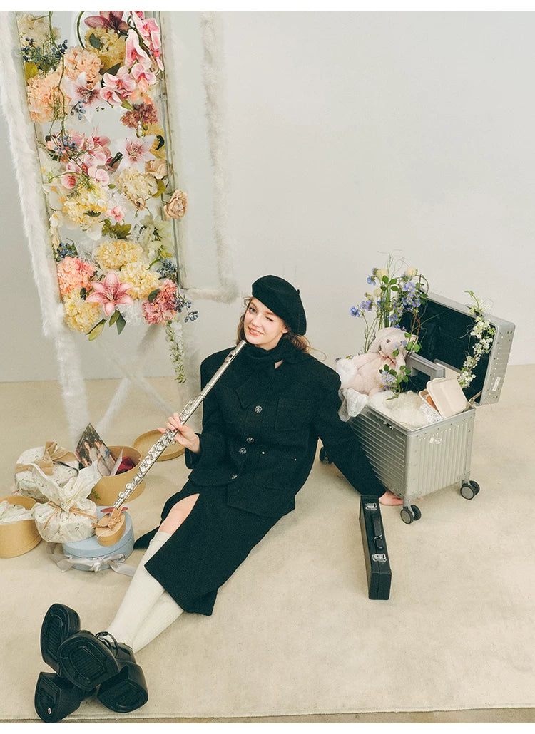 Oversize Corduroy Jacket & Ankle-Length Skirt Setup