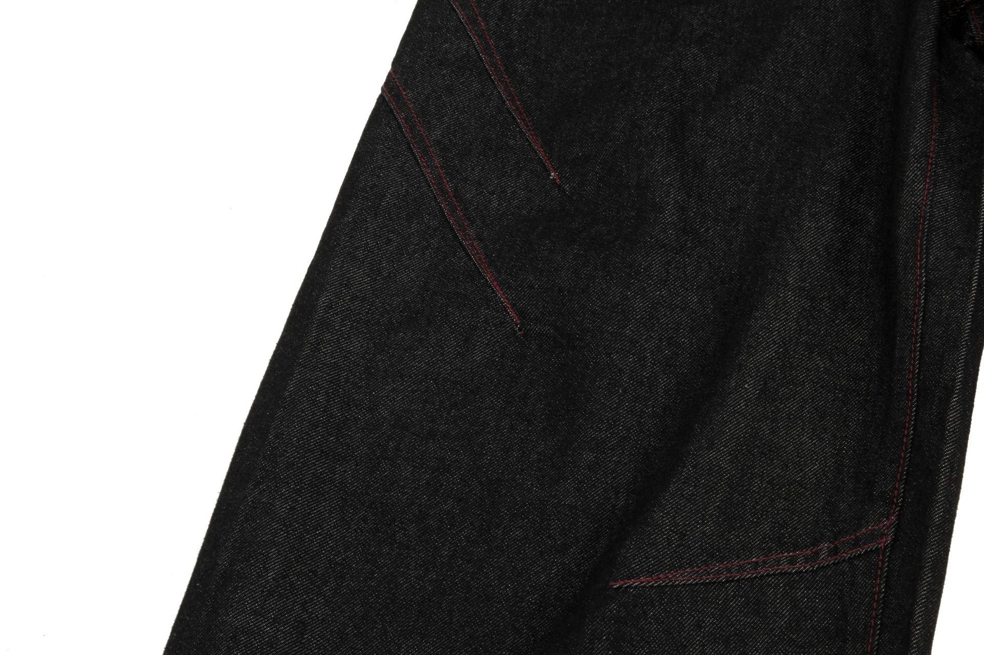 Contrast Stitch Panel Curved Wide Leg Denim Jeans