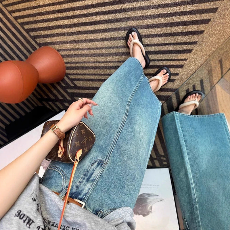 High-Waisted Denim Maxi Skirt