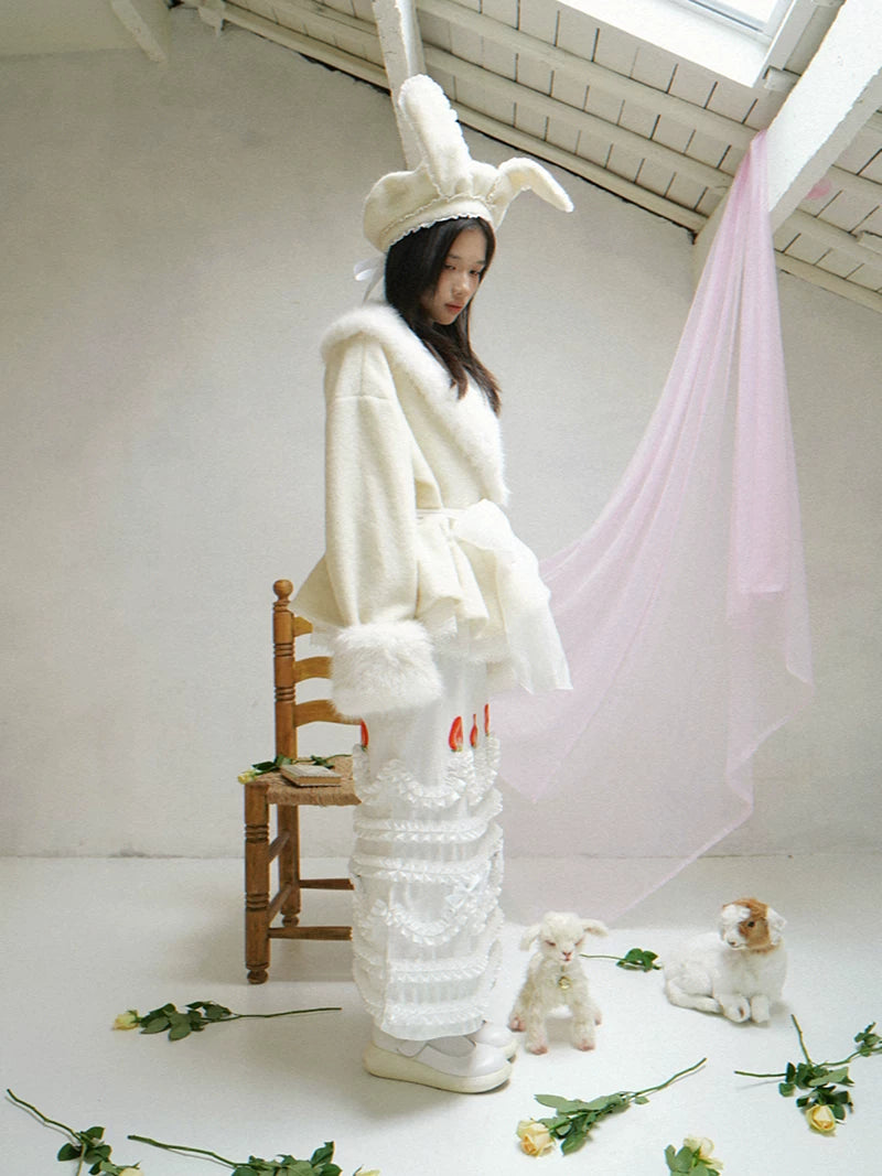 Wire Bunny Ear Lace Beret Hat
