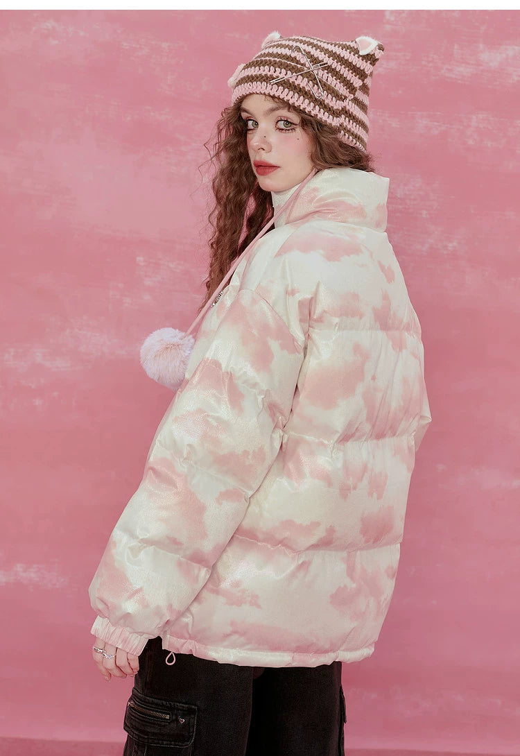 Oversize High-Neck White Duck Down Jacket