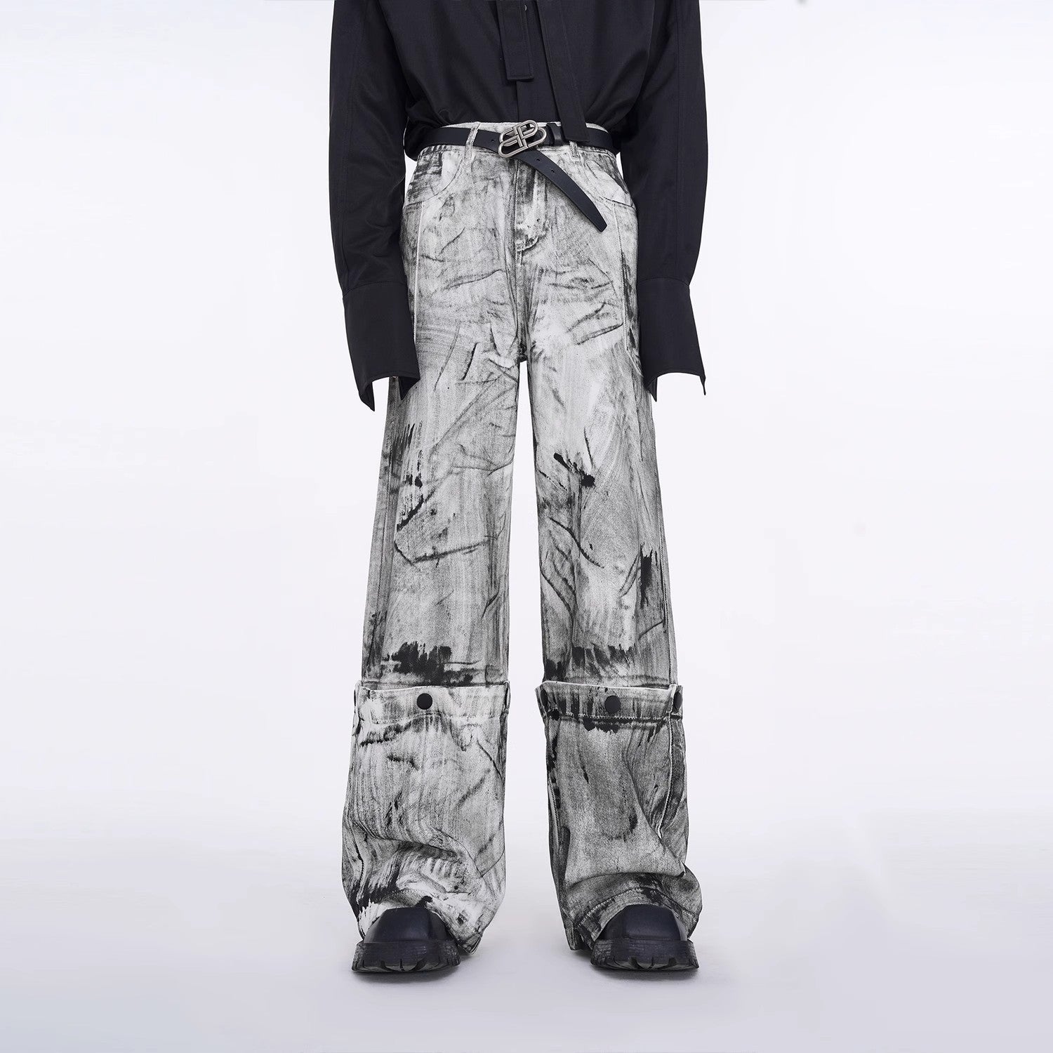 Detachable Sleeve Denim Jacket & Detachable Hem Wide-Leg Denim Jeans Setup