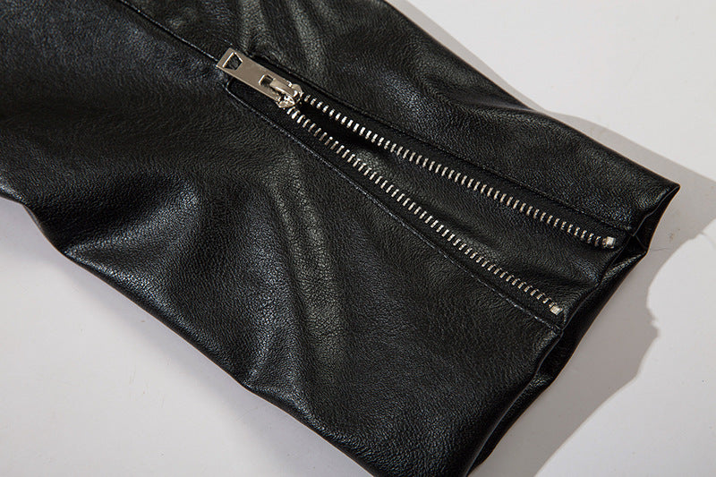 Cropped Loose Leather Jacket
