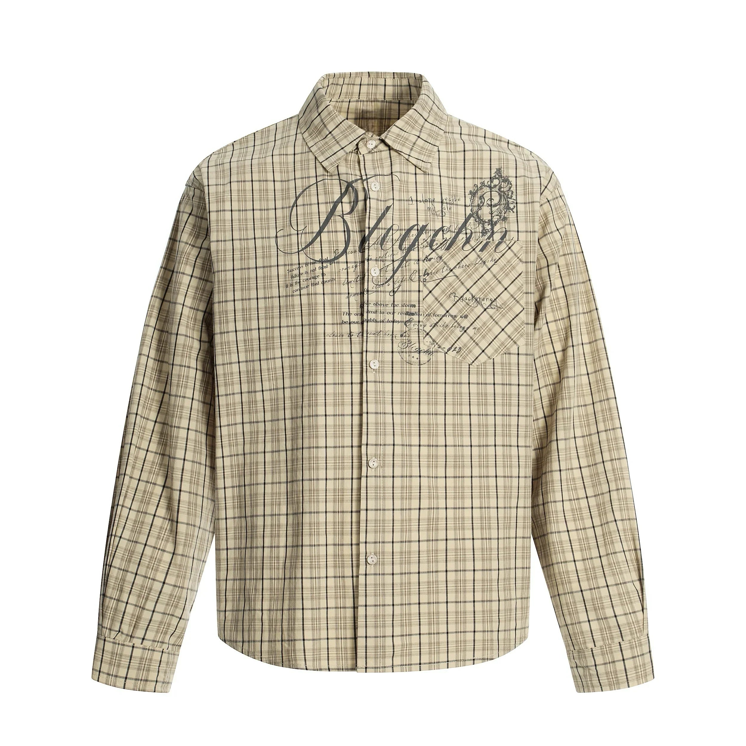Print Oversize Plaid Long Sleeve Shirt