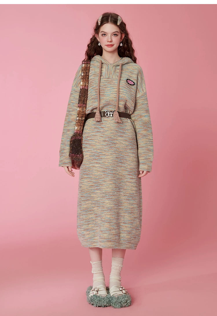 Hooded Knit Sweater Dress