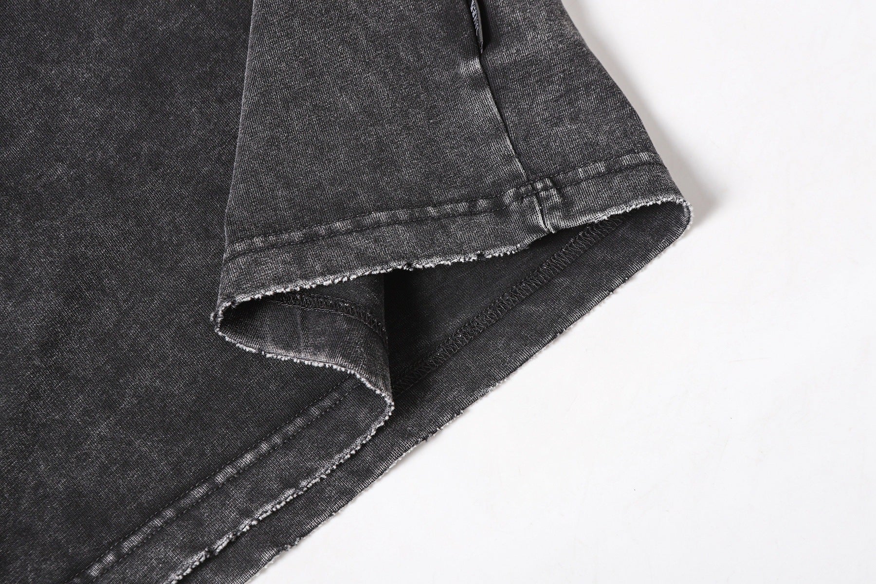 Washed Panel Design Zipper Detail Short Sleeve T-Shirt