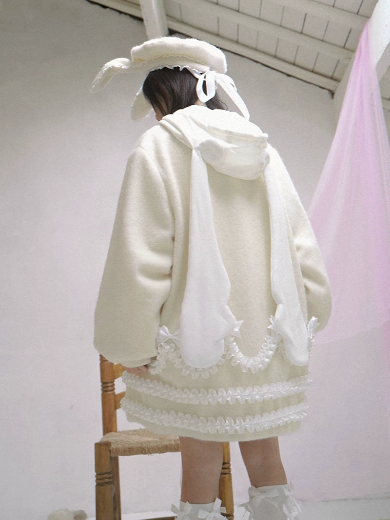 Lace Bow Puff Sleeve Coat