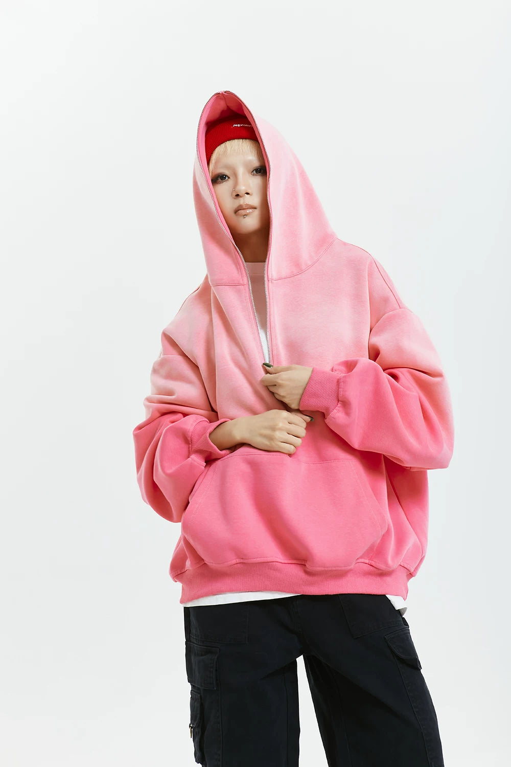 Gradient Half Zip Oversize Hoodie