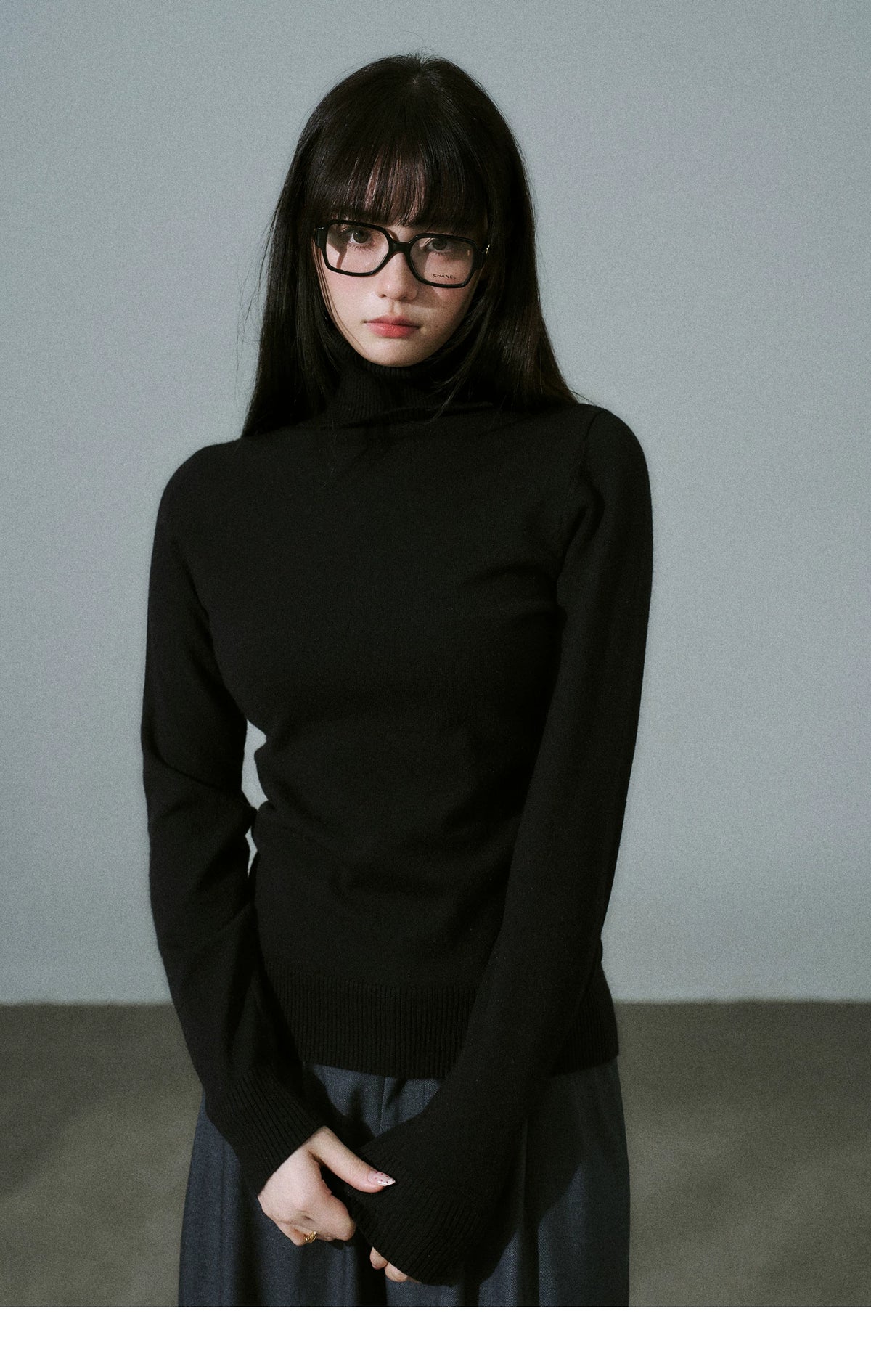 Stretch Warm High-Neck Knit Sweater