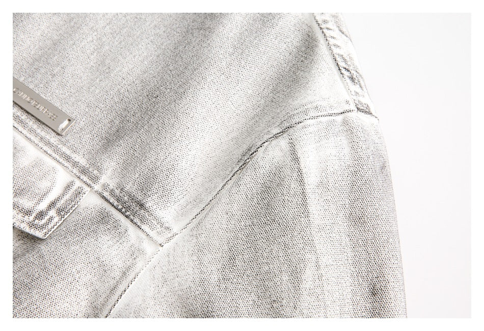 Retro Distressed Denim Work Jacket