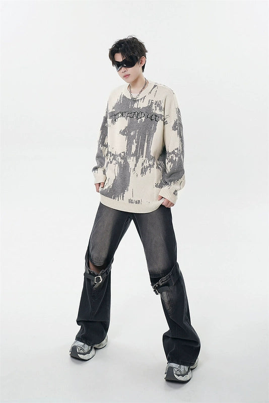 Loose Abstract Patterned Knit Sweater