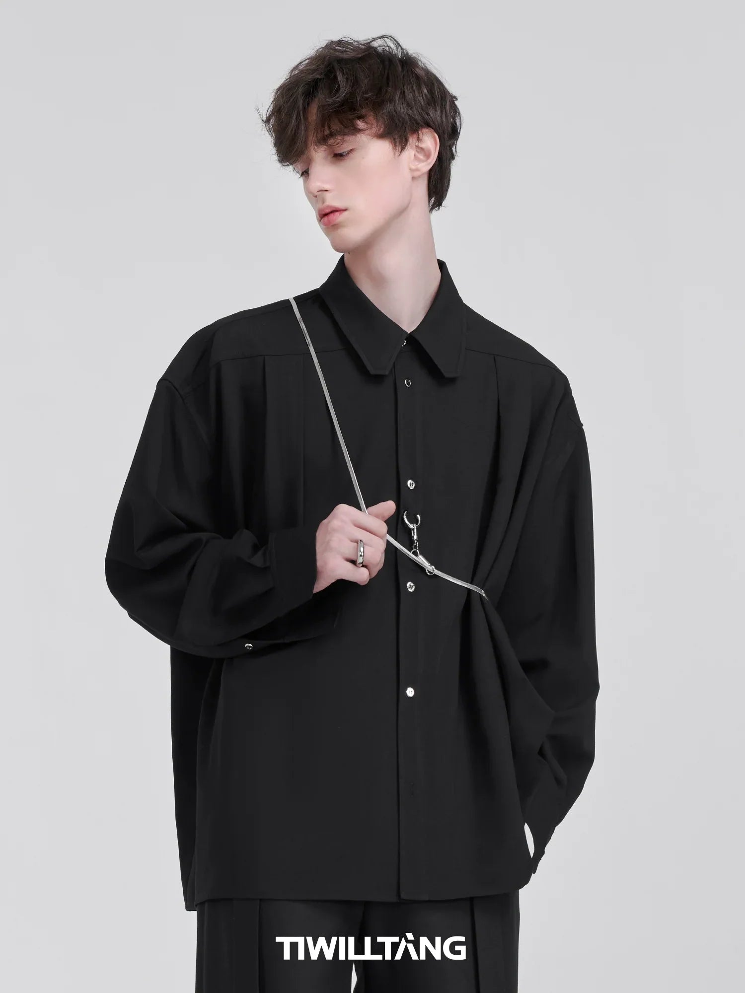 Chain Draped Long Sleeve Shirt
