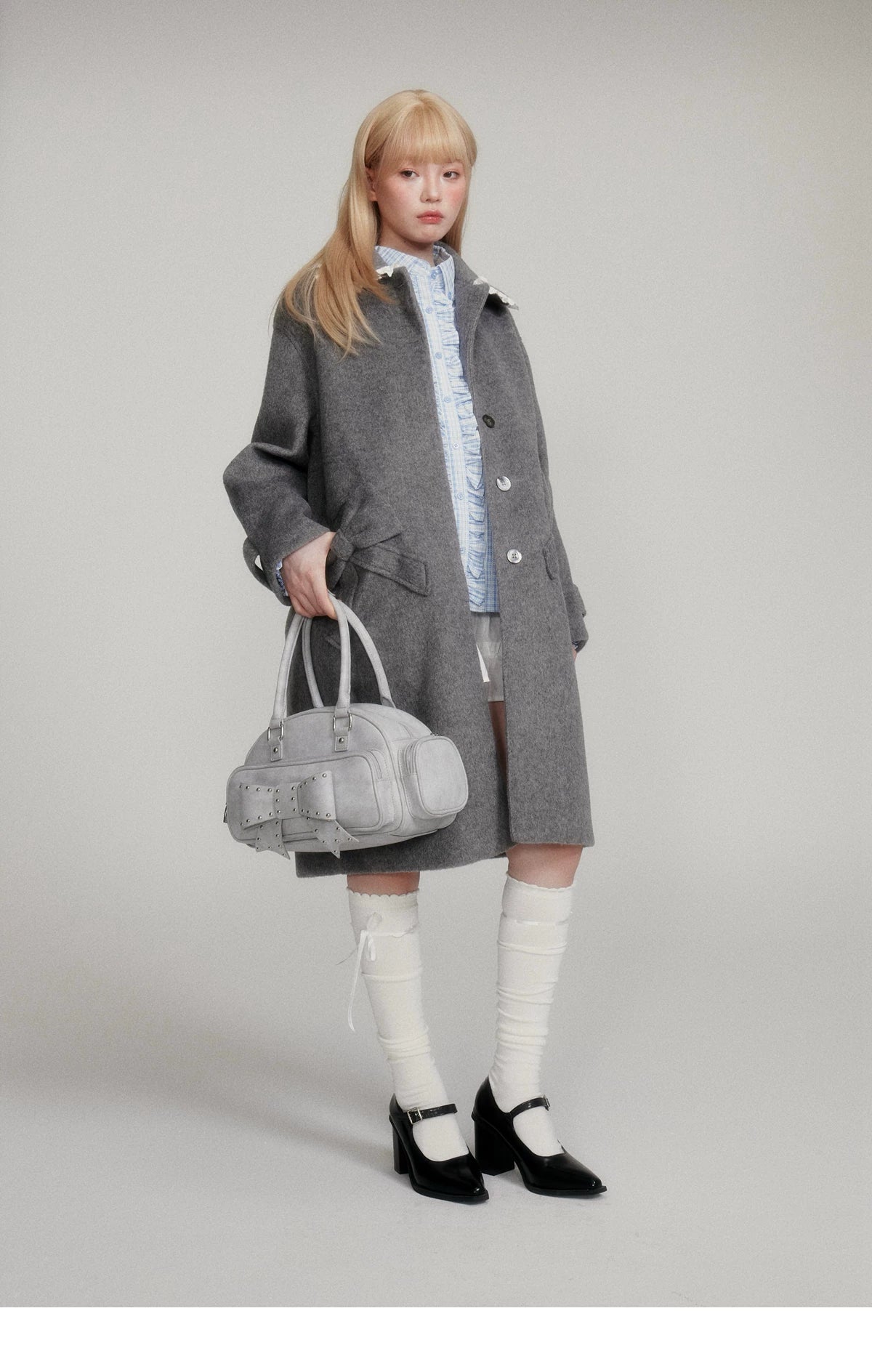 Lace Collar And Ribbon-Detail Coat
