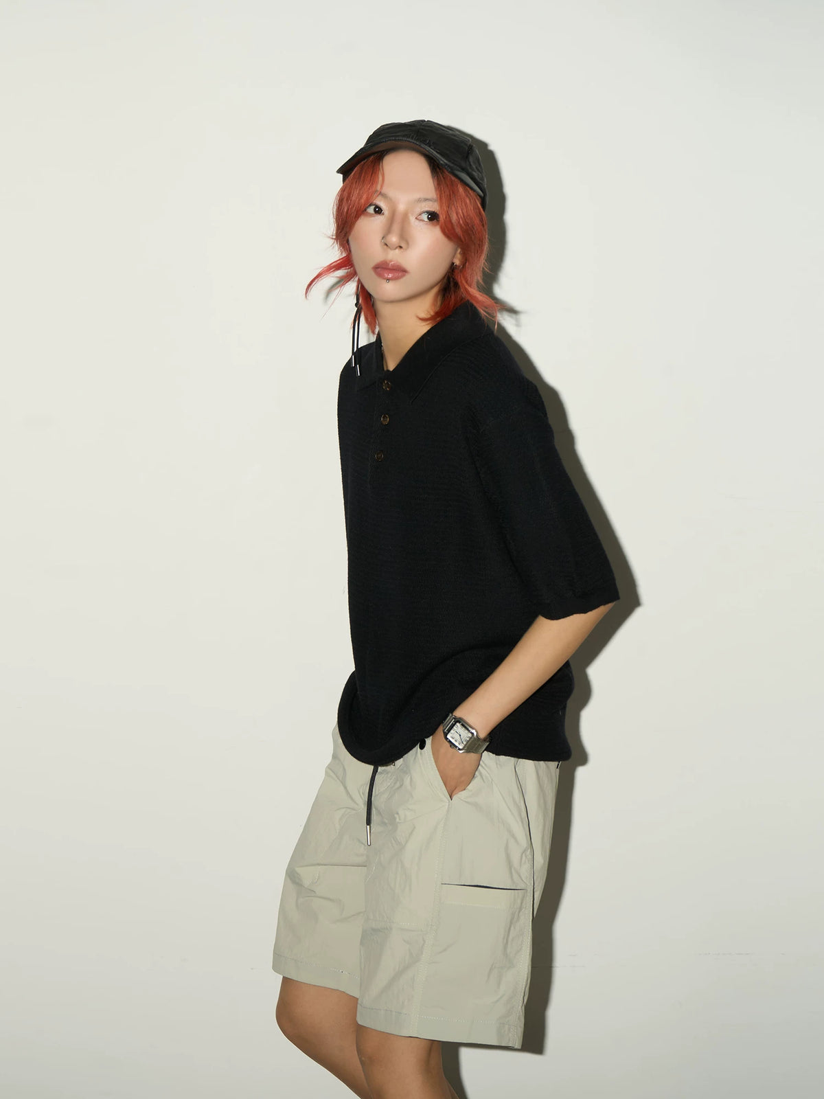 Blend Texture Polo Knit Polo Shirt