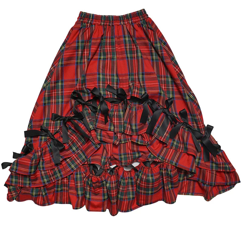Irregular Bow Elastic Waist Long Skirt