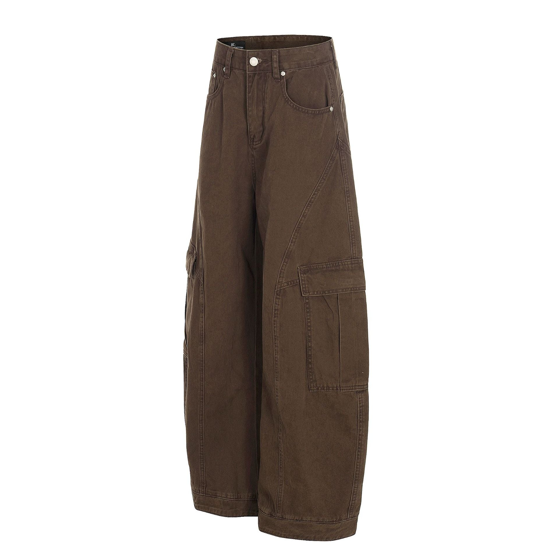 Washed Multi Pocket Curved Cargo Pants