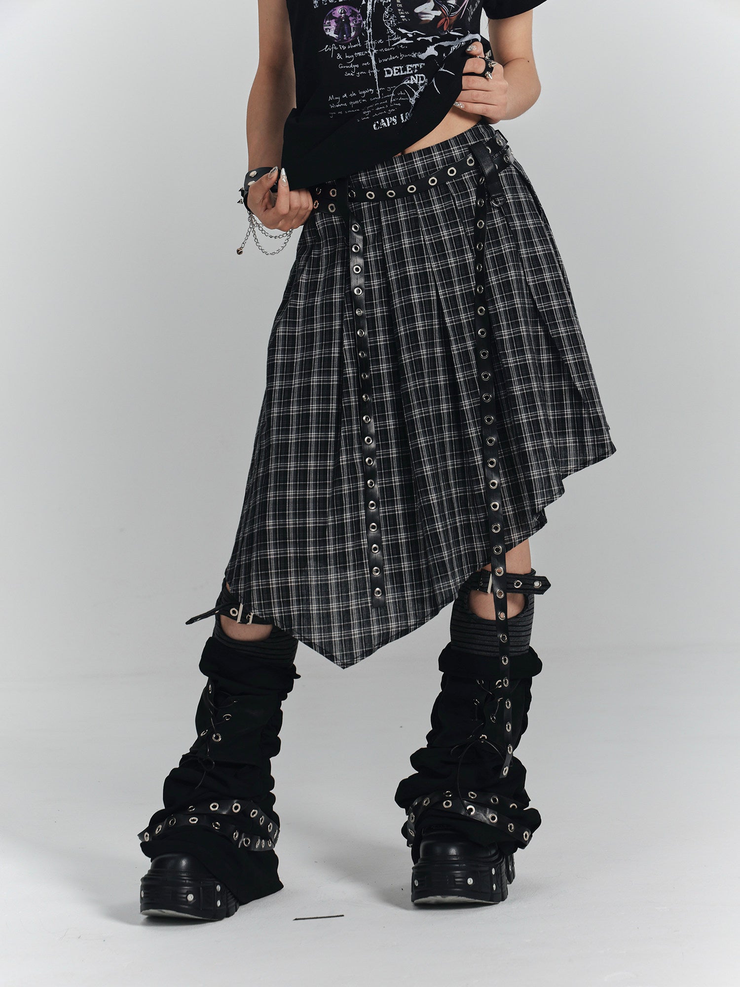 Irregular Plaid A-Line Skirt