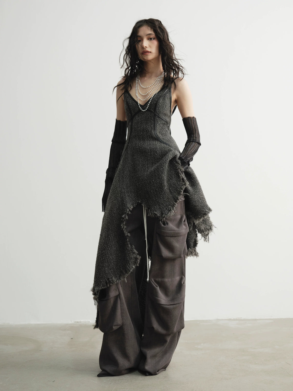 Frayed Fringe Strap Shoulder Dress