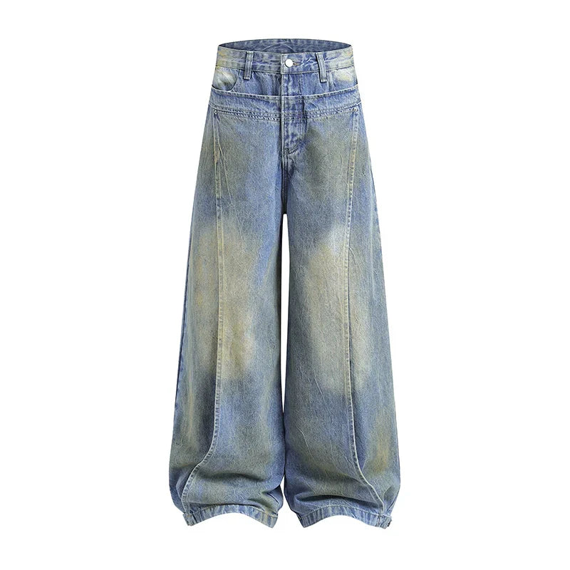 Jean en denim à plis larges
