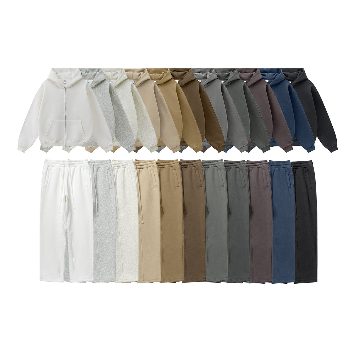 Felpa con cappuccio e pantaloni oversize con cerniera