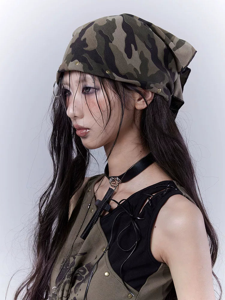 Stud Camouflage Damage Square Scarf