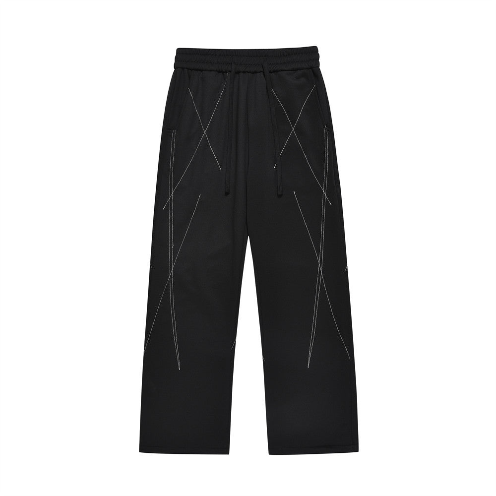 Irregular Line Embroidered Sweatpants