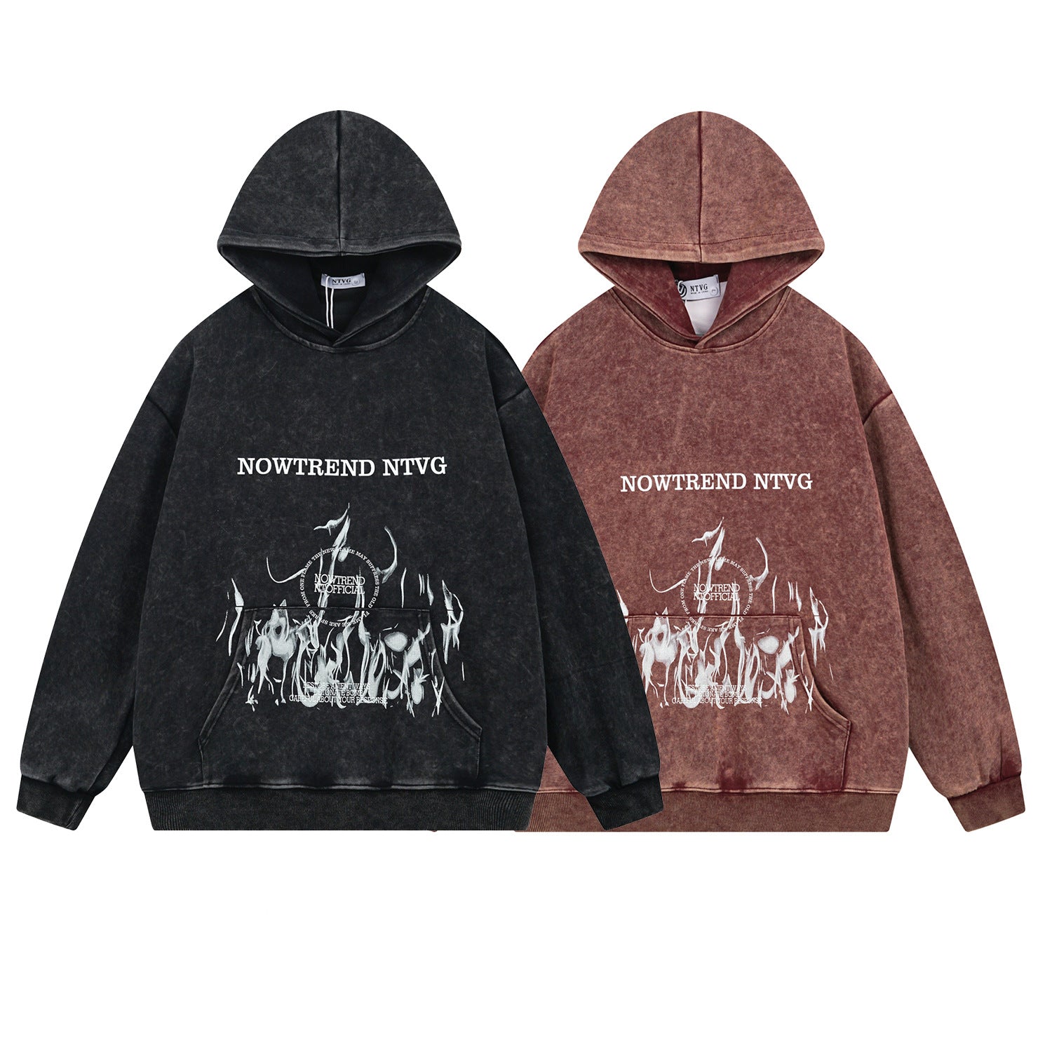 Washed Letter Print Oversize Hoodie